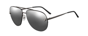 METAL BLACK PVD AND RUTHENIUM FINISH SILVER-COLORED GRAY MIRROR LENSES