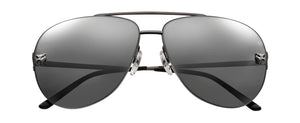 METAL BLACK PVD AND RUTHENIUM FINISH SILVER-COLORED GRAY MIRROR LENSES