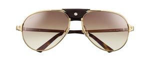 BRUSHED CHAMPAGNE GOLDEN-FINISH METAL GRADED BROWN LENSES