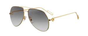 CHAMPAGNE GOLDEN-FINISH AND PLATINUM-FINISH METAL GRADED GRAY LENSES WITH A SLIGHT GOLDEN FLASH