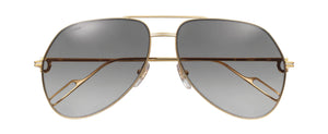 CHAMPAGNE GOLDEN-FINISH AND PLATINUM-FINISH METAL GRADED GRAY LENSES WITH A SLIGHT GOLDEN FLASH
