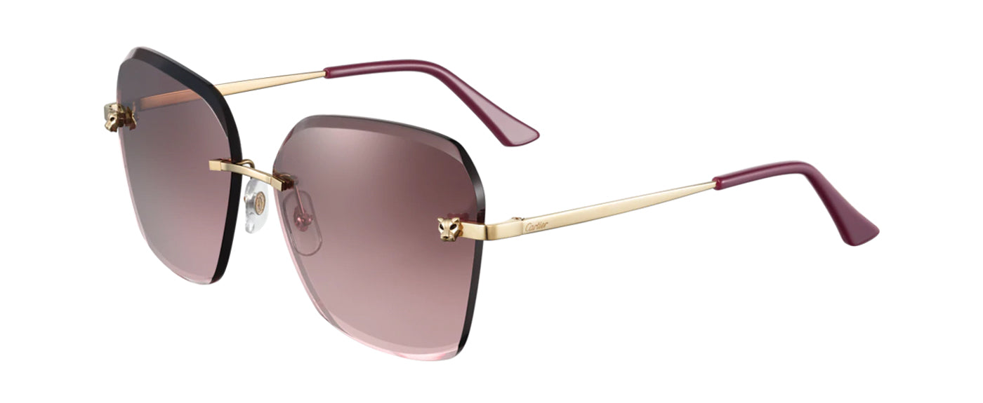 CHAMPAGNE GOLDEN-FINISH METAL GRADUATED BURGUNDY LENSES