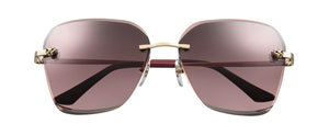 CHAMPAGNE GOLDEN-FINISH METAL GRADUATED BURGUNDY LENSES