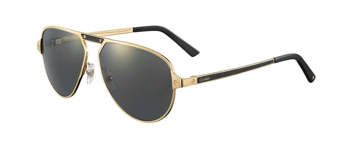 BRUSHED CHAMPAGNE GOLDEN-FINISH METAL GRAY POLARIZED LENSES WITH GOLDEN FLASH