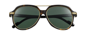 TORTOISESHELL COMPOSITE SMOOTH CHAMPAGNE GOLDEN-FINISH METAL GREEN POLARIZED LENSES