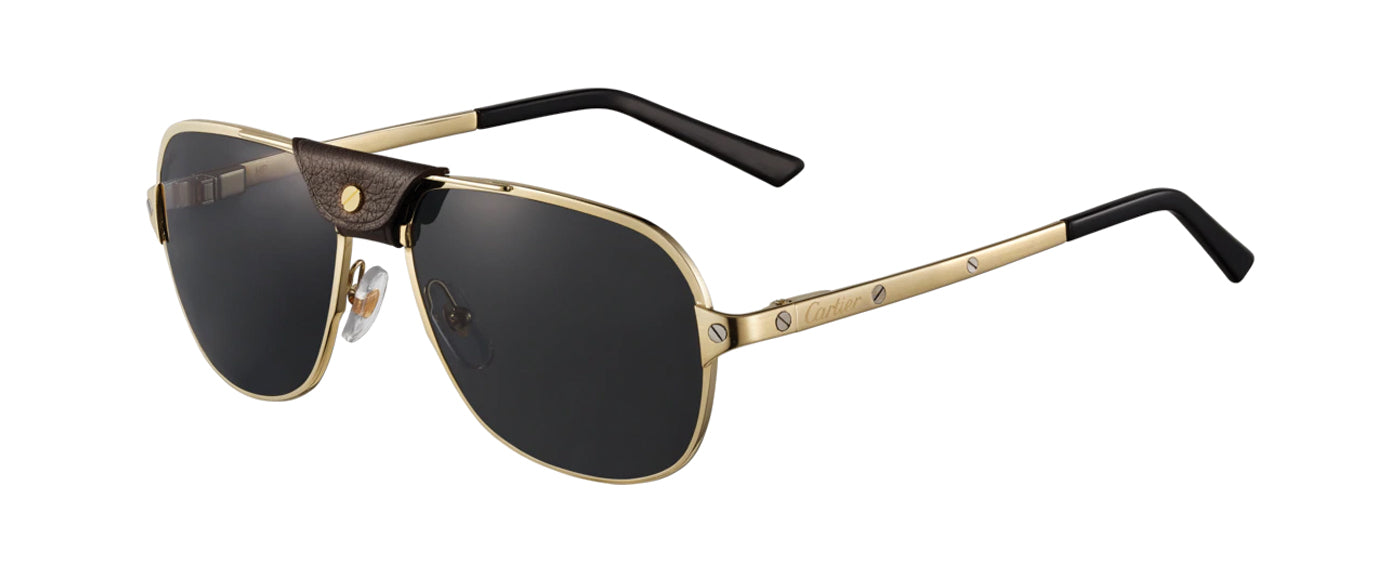 SMOOTH CHAMPAGNE GOLDEN-FINISH METAL GRAY POLARIZED LENSES WITH GOLDEN FLASH