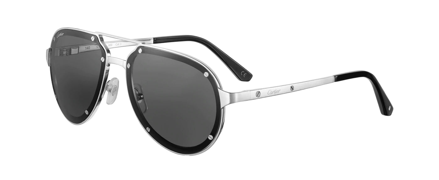 SMOOTH AND BRUSHED PLATINUM-FINISH METAL GRAY LENSES
