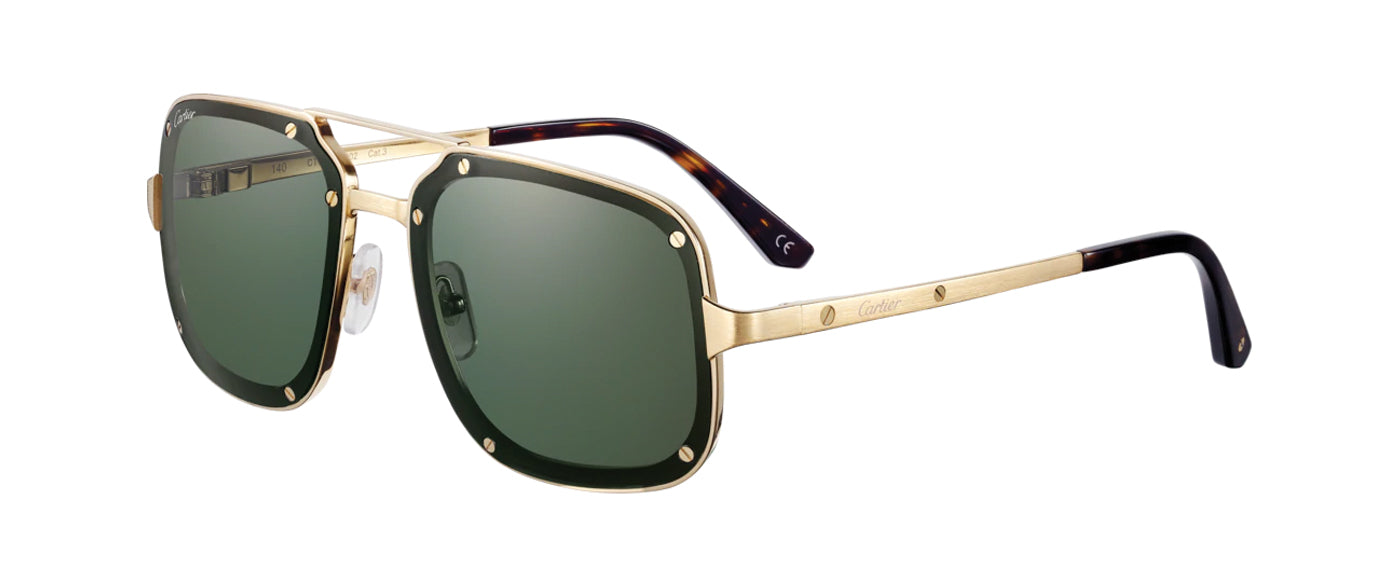 SMOOTH AND BRUSHED GOLDEN-FINISH METAL GRAY LENSES