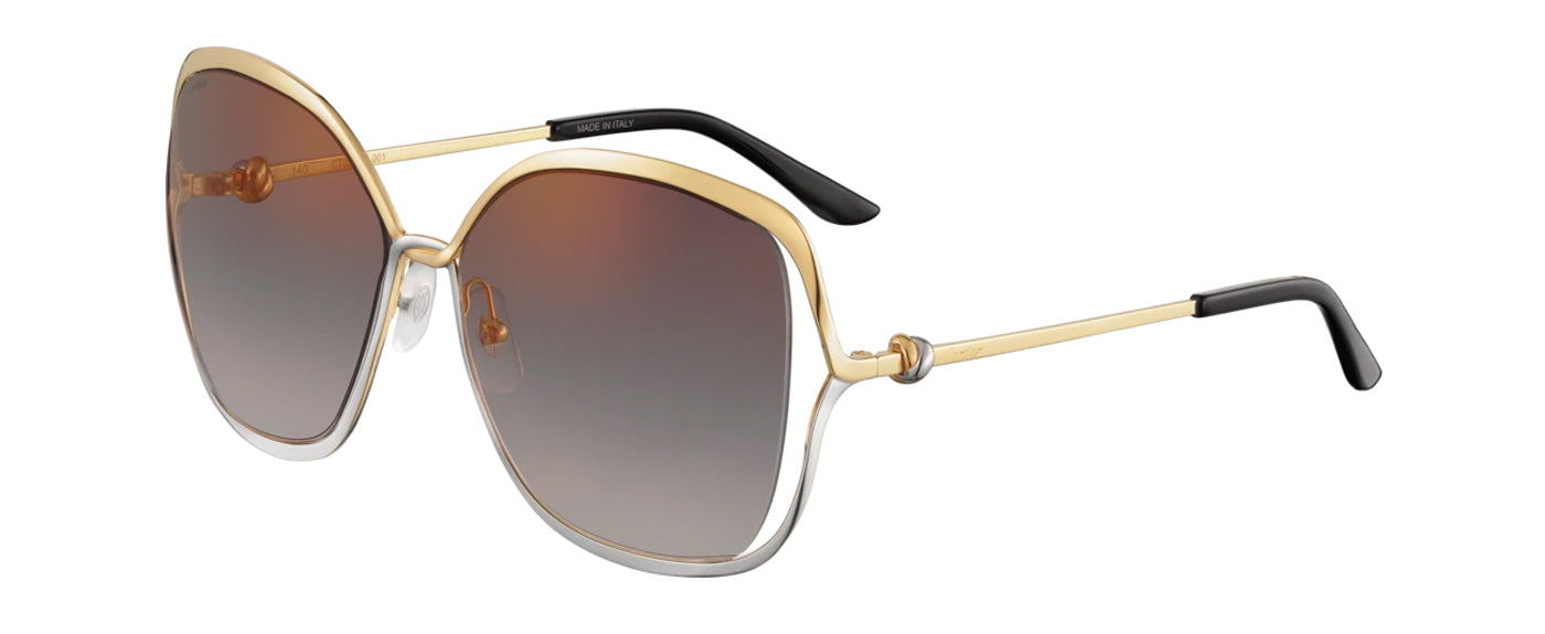 SMOOTH GOLDEN-FINISH AND PLATINUM-FINISH METAL GRADUATED GRAY LENSES WITH GOLDEN FLASH