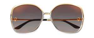 SMOOTH GOLDEN-FINISH AND PLATINUM-FINISH METAL GRADUATED GRAY LENSES WITH GOLDEN FLASH